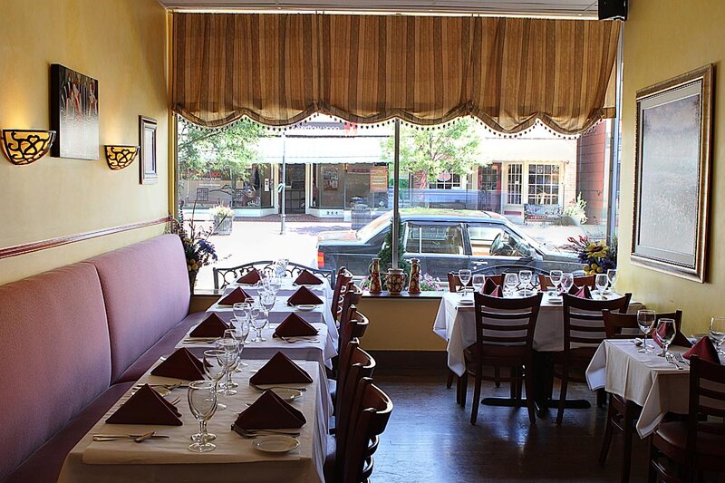 Dining room with view of outside